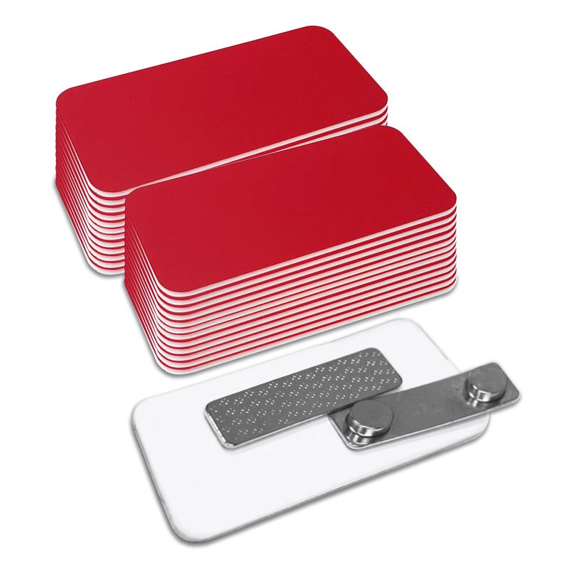 All Quality Red Name Tag Blanks â€“ 25 Pack, 1.5" x 3", Round Corners, DIY Engravable Plastic Badges with Magnetic Backing â€“ All Quality Badges - Image 1